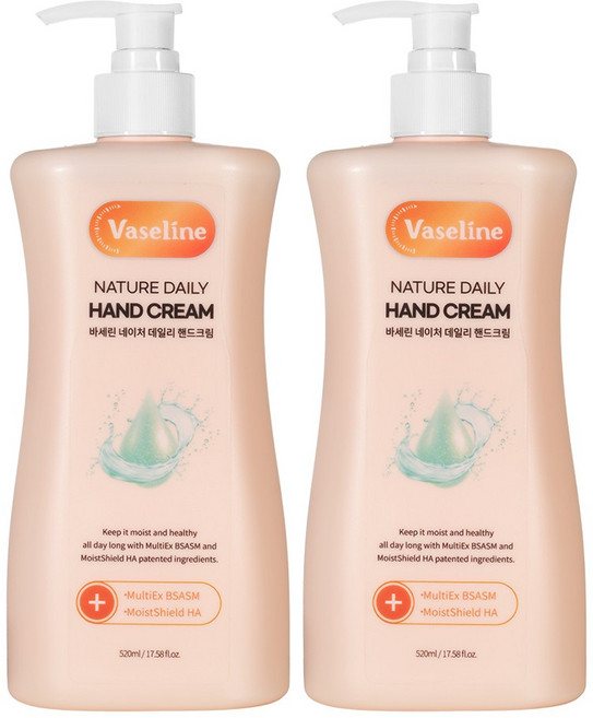 코스메이트 바세린 네이처 데일리 핸드크림, 2개, 520ml