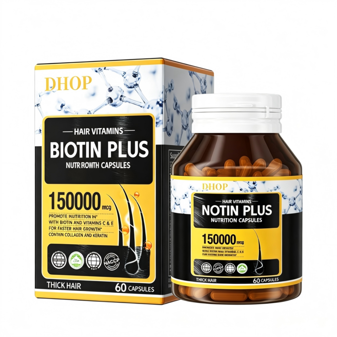 DHOP 生髮維生素 生物素 強化頭髮營養膠囊 150000mcg, 2個, 60顆