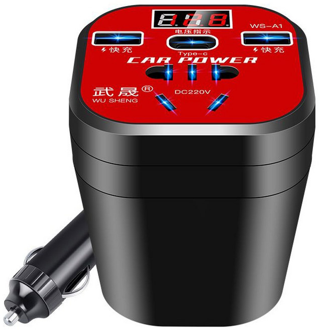 인버터 순수정현파 고출력 12V 차량용 자동차 220V 24V 시거잭, 1 스탠다드 컵 C단