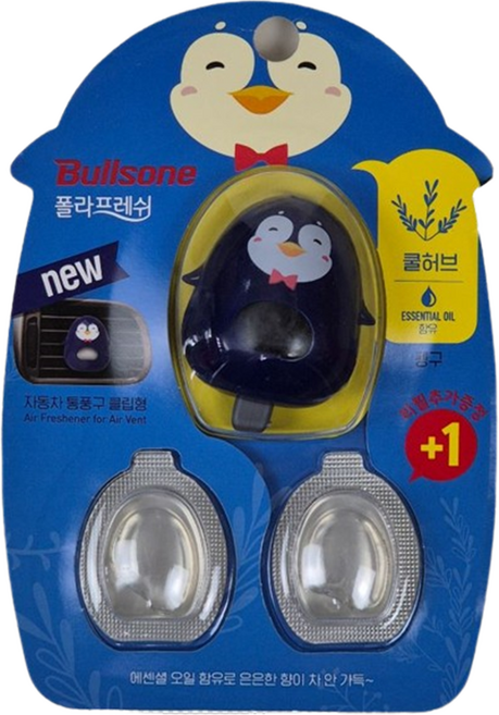 불스원 폴라프레쉬 통풍구 캐릭터 방향제 차량용 몽이 펭구 마요 부부 샤샤, 1개, 쿨허브