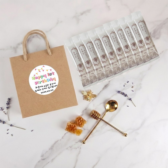 꿀 답례품 스틱 결혼 결혼식 돌 돌잔치 조문 장례 어린이집 잔치 개업 승진 행사 선물, 크라프트 케이스, 1세트