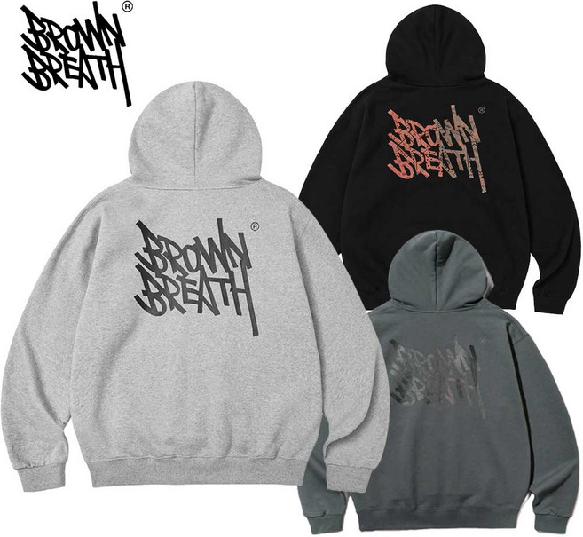 [매장발송] 브라운브레스 남여공용 후드티 기모 긴팔 티셔츠 오버핏 빅사이즈 커플티