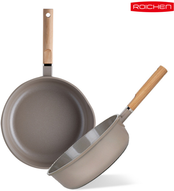 로이첸 인덕션겸용 건강한 세라믹 후라이팬 딥팬 궁중팬, 1개
