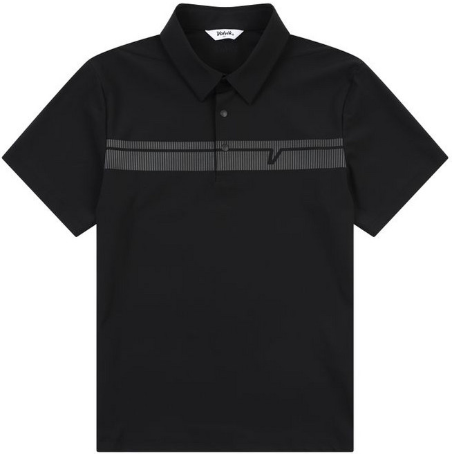 볼빅 어패럴 남성 골프 에센셜 보더 프린트 제에리 반팔 티셔츠 VMTSP395 BK