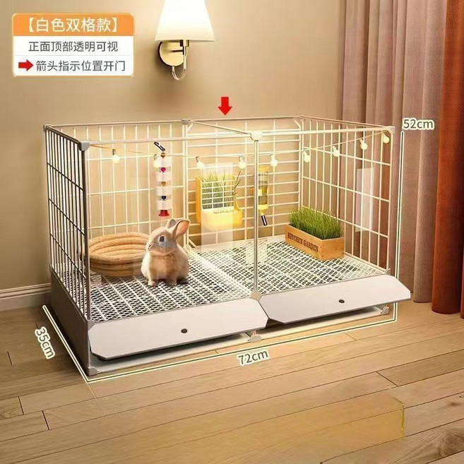 狗狗圍欄 寵物中小型犬室內 傢用柵欄 護欄隔離門, 1個, 中號帶防濺門 72*35*52 ,基礎款 籠子+抽拉厠所+安裝工具