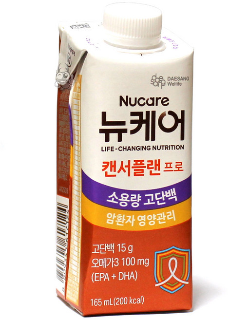 뉴케어 캔서플랜 프로 황금클로렐라 암 환자 용 특수 영양 조제 식품 오메가 3 아르지닌 멸균 항암 치료 식욕 저하 식사 대용 간식 뉴캐어 인헨서 대상웰라이프, 165ml, 5개