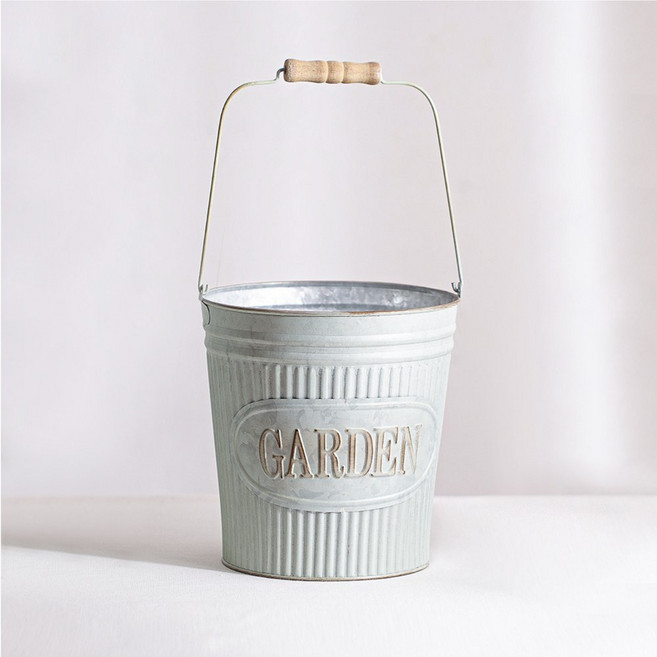 빈티지 양철 양동이 가든꾸미기 정원바구니