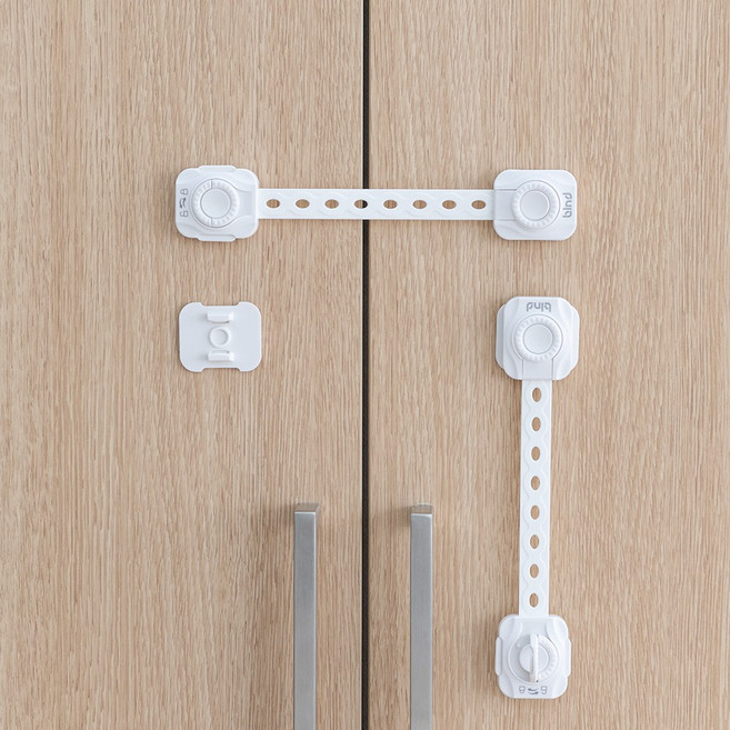 아기안전 3중잠금 밴드형 다이얼 서랍잠금클립, 화이트, 5개