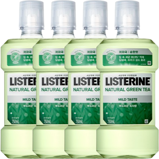 리스테린 내추럴 그린티 마일드 750ml 4개