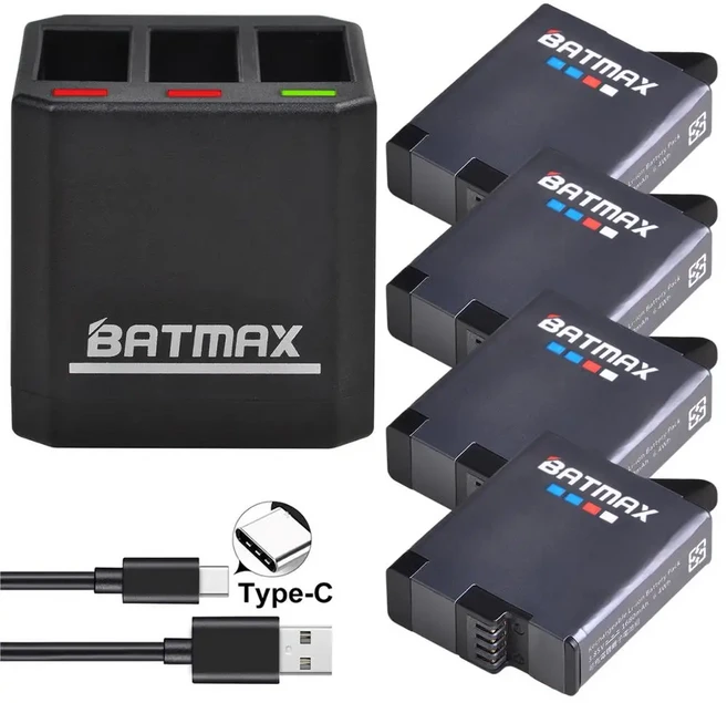 GoPro Hero 8 7 6 5용 Batmax 배터리 블랙 5 카메라용 트리플 충전동, 04 4 Battery 1 Charger, 01 China Mainland