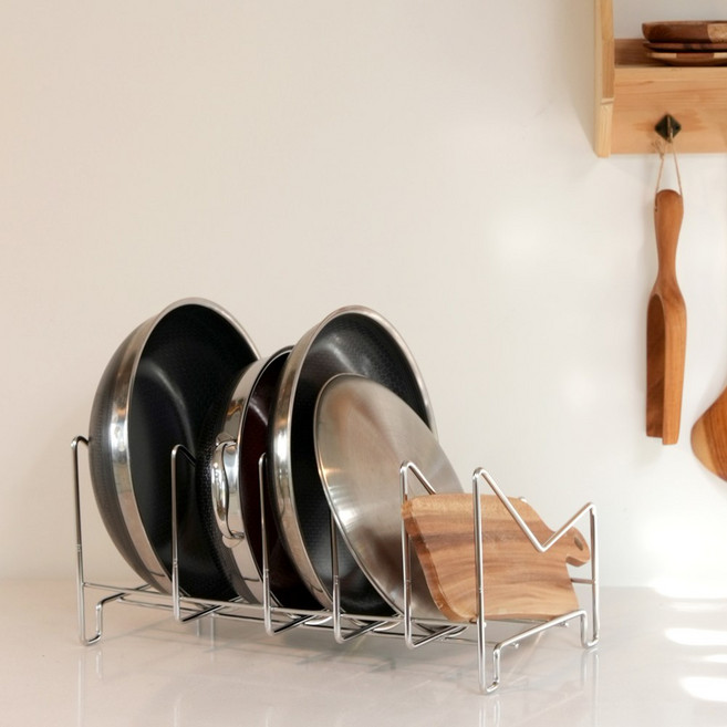 국산 올스텐 후라이팬 정리대 6mm M 웍정리대, 6mm M 5단, 1개, 실버, 5단