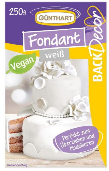 Günthart 귄트하트 백데코르 250g 블루 폰던트 100 비건 팜 오일 무첨가 찢어짐 방지 케이크 커버용 모델링용 적합 1개 묶음 1 x, 250 g (1er Pack), WHITE