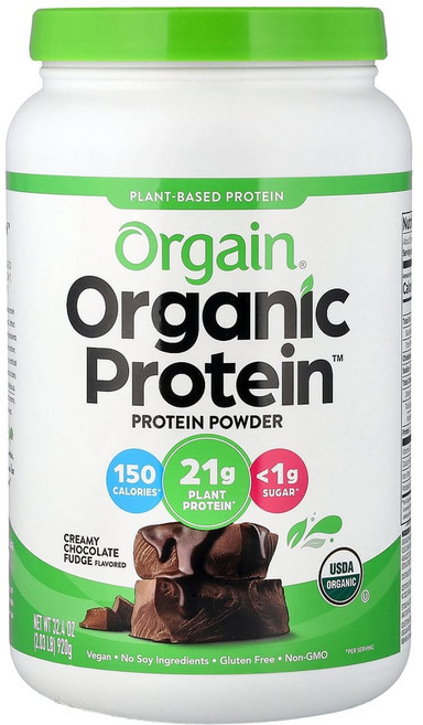 올게인 Organic Protein 파우더 식물성 크리미 초콜릿 퍼지 920g(2.03lbs), 1개, 920g