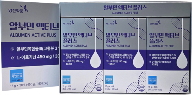 영진약품 알부민 액티브 플러스 15g 30포 2박스(60포), 30