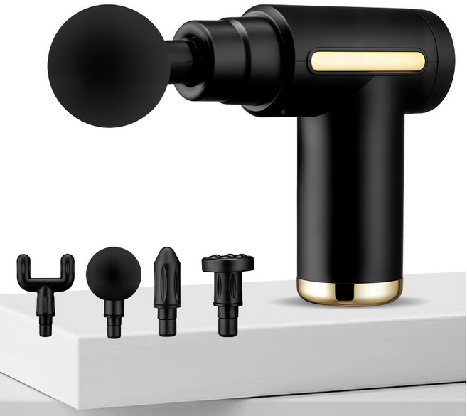 LCD 디스플레이 가정용 전동 마사지건 4종 헤드 교체형 (KC인증), 검은색, BX-720