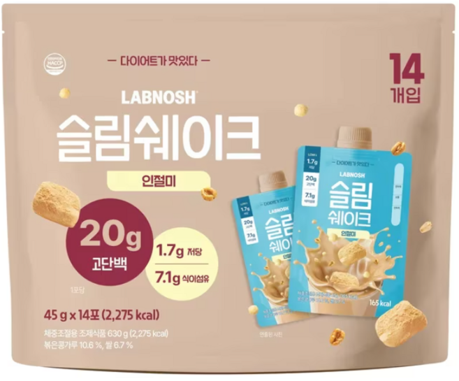 랩노쉬 슬림쉐이크 인절미, 45g, 14개