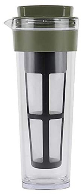 타케야 화학공업 내열 냉수통 저그Ⅱ 차거름망 포함 1.1L 진한 녹색, 1개