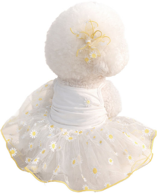 멍트렌드 강아지 공주 원피스 여름나시 드레스, 1개, 화이트