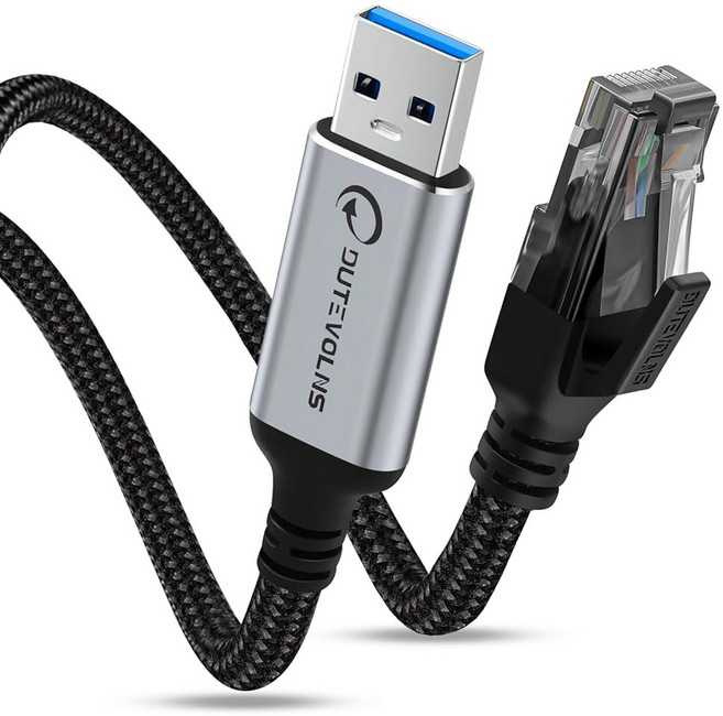 듀테볼른 USB-이더넷 케이블 5피트 USB 3.0 A~RJ45 남성 나일론 어댑터 기가비트 직접 연결 노트북 데스크톱 PC 스위치 윈도우 10 및 11에 호환 가능, 6.6FT