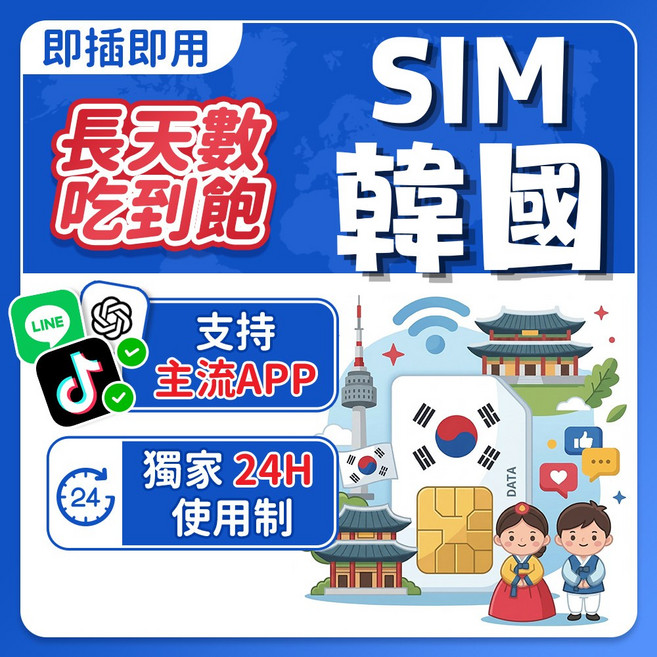 飛網科技 韓國網卡 3-30天 5G高速吃到飽, 1個, 高速總量20GB+無限量,20天