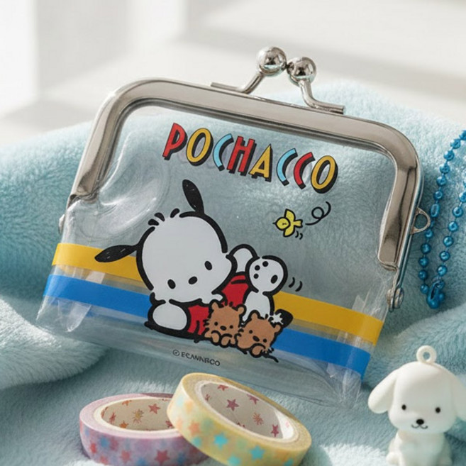 포차코 미니 투명 파우치 키링 동전지갑 가방고리 화이트