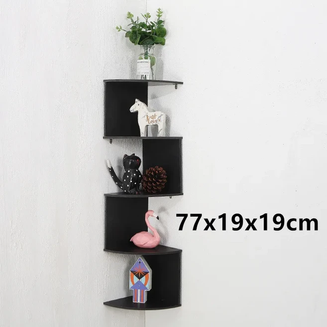 코너 선반 샤워실 주방 무타공 수납 욕실 거실 공간 절약형 책장, 색상: 2. 5 layer black