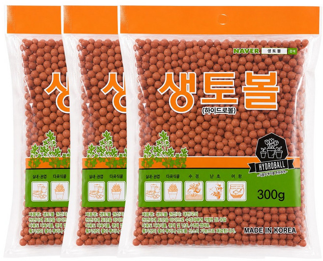모두다 생토볼 대립 300g 황토볼 하이드로볼 배양토 수경재배 다육이 분갈이마감 어항 멀칭재, 3개