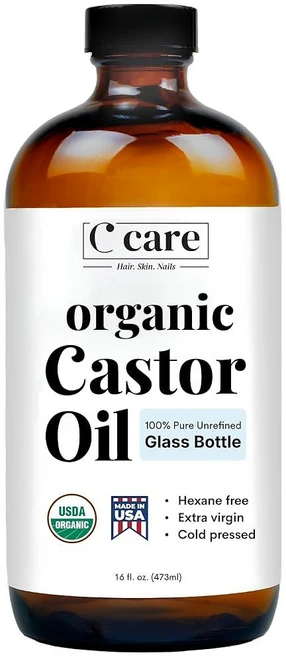 캐스터 오일 유기농 냉압착 정제되지 않은 유리병 USDA 인증 100% 순수 헥산 프리 엑스트라 버진 모발 성장 눈썹 속눈썹 피부 팩 랩과 함께 사용, 1개, 473ml - 쿠팡