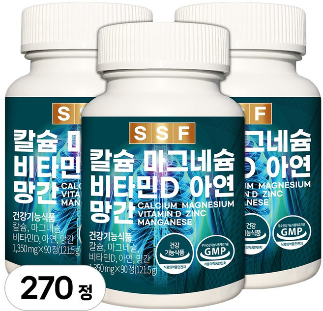 순수식품 칼슘 마그네슘 비타민D 아연 1350mg, 90정, 3개