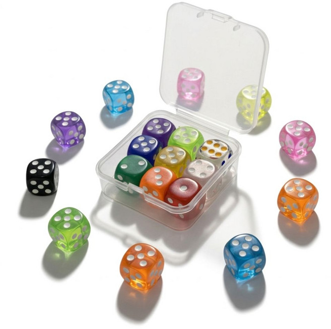 위클로버 투명 컬러 미니 주사위 케이스 세트 9개입 14mm, 1개