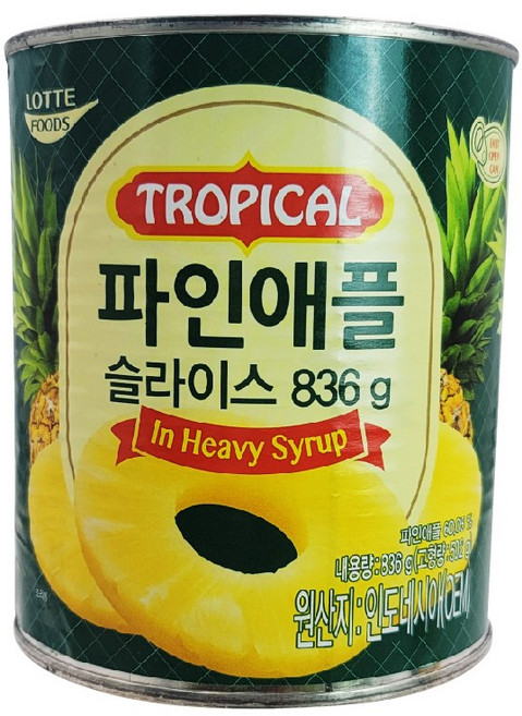 롯데 파인애플슬라이스 통조림, 836g, 1개