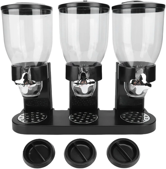 건식 보관 용기 디스펜서 PP 다기능 조리대용 트리플 시리얼 가정용 주방용, 02 검정색