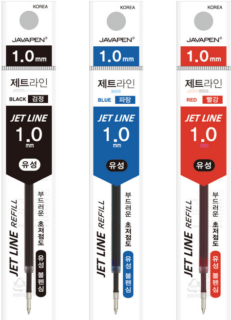 펜코리아(디오피스) 자바펜 제트라인 1.0 흑청적 & 리필심 (제트스트림 대체품), 1개, 리필(적)