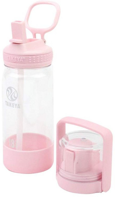 타케야 키즈 클리어 병 520ml 스트로 리드 컵 첨부 리드 스트랩 부착 고컵