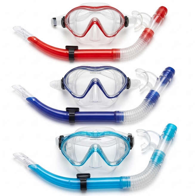 비앤드 BN-605 아동 스노쿨링 마스크 세트, bn605 레드