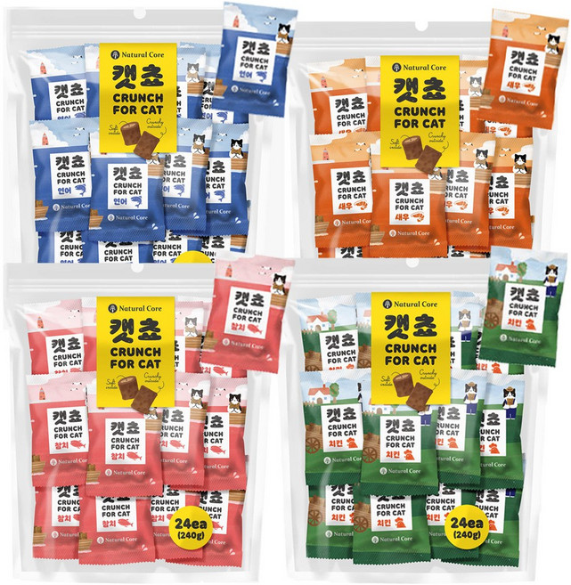 네츄럴코어 고양이간식 캣쵸 대용량, 4개, 240g, 혼합