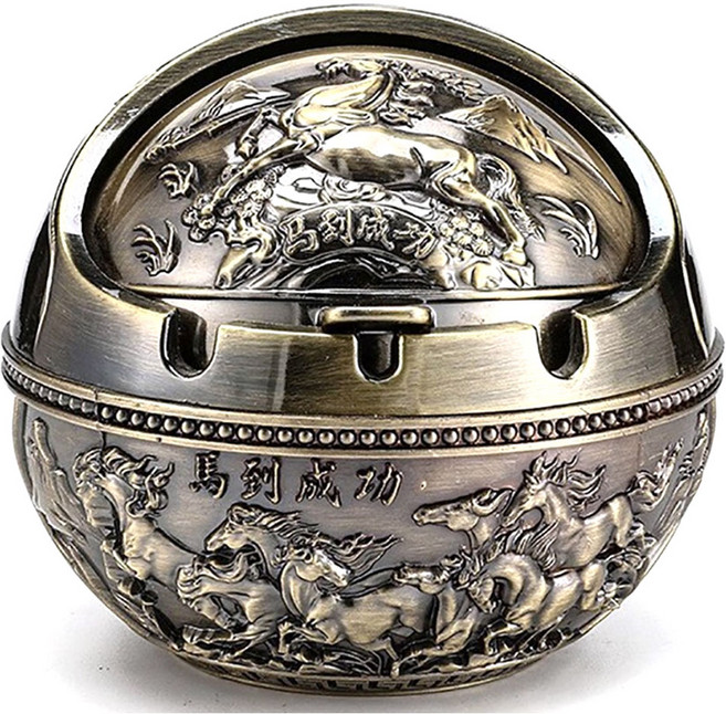 Qiaokao 레트로 합금 재떨이, 1개, 브론즈