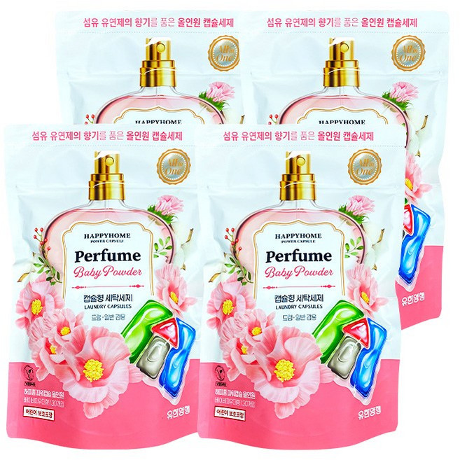 해피홈 퍼퓸 파워캡슐 베이비파우더, 30개입, 4개