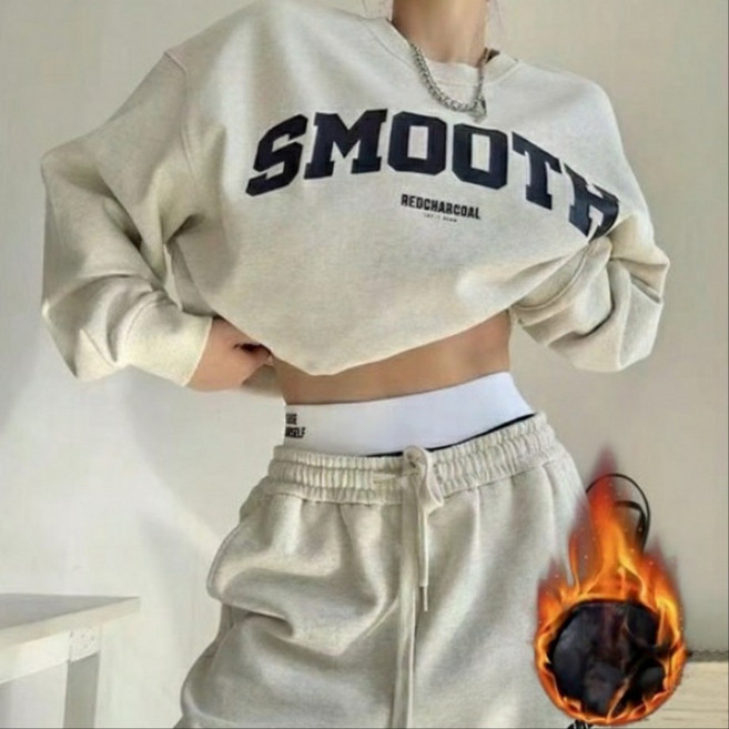 Shopflix 여성 기모 오버핏 트레이닝복 세트 맨투맨 조거팬츠 데일리룩 츄리닝세트