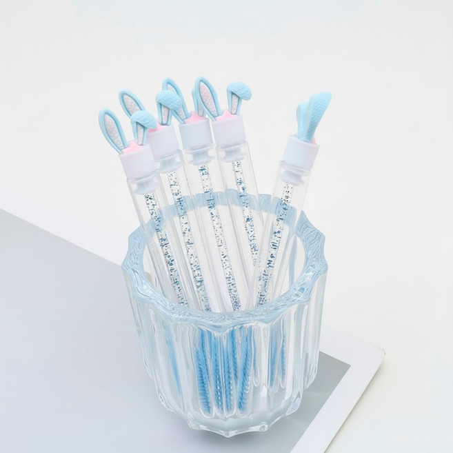 래쉬몬스터 래빗 케이스 속눈썹 브러쉬 토끼 메이크업 브러시, 10개, 블루