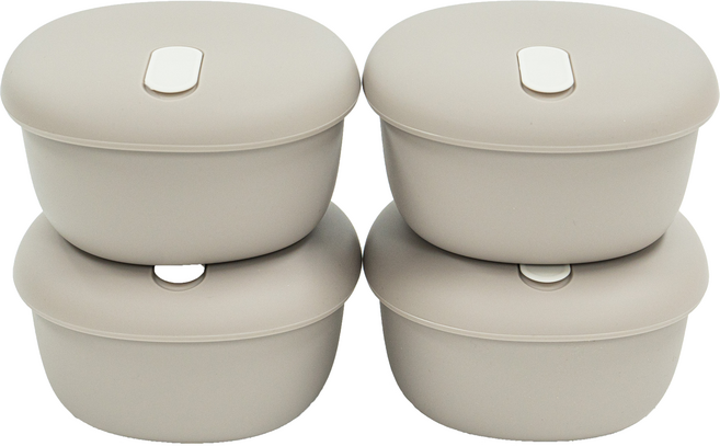 리브야 실리콘 스팀홀 용기 냉동밥 보관 용기 밥팩 350ml, 모노그레이, 4개