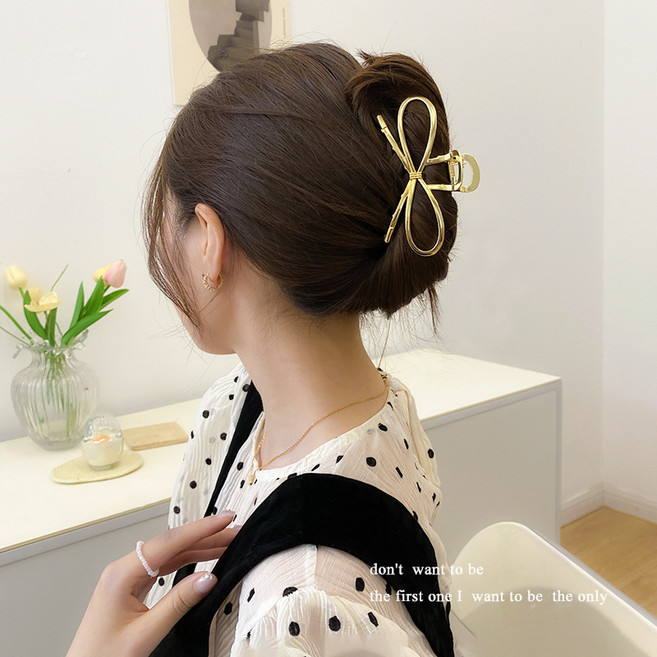 1/2구성 메탈 리본 헤어 집게핀 올림 머리 집게 머리핀 반묶음