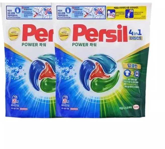 퍼실 디스크 파워 세탁 캡슐세제 파우치 26개입 x2, 52개