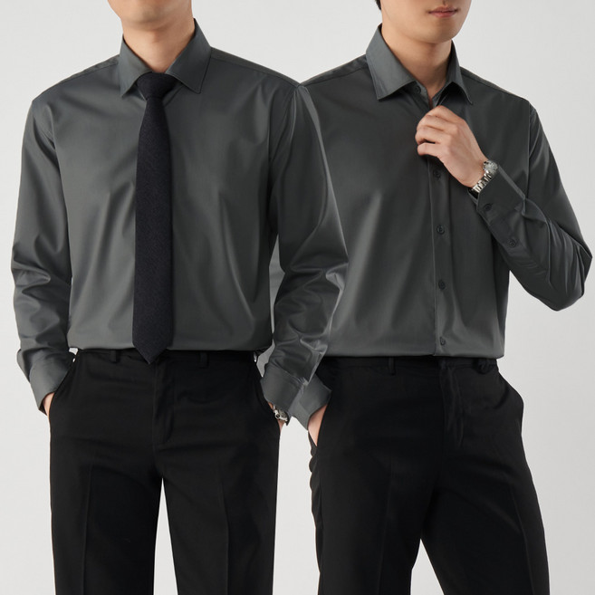 팀스핏 남성용 구김 방지 스판 긴팔 셔츠 정장셔츠 결혼식 셔츠 정장셔츠