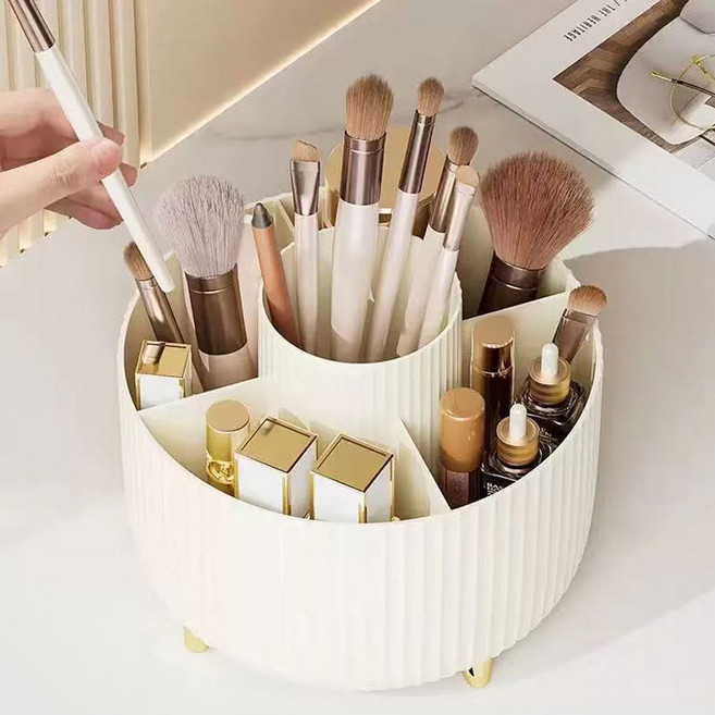 리브온 360도 회전 데스크 정리함 대용량 펜꽂이 정리 트레이, 1개, 화이트