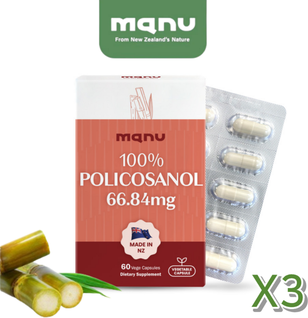 마누 사탕수수 폴리코사놀 66.84mg 뉴질랜드 해외 직구, 3개, 60정
