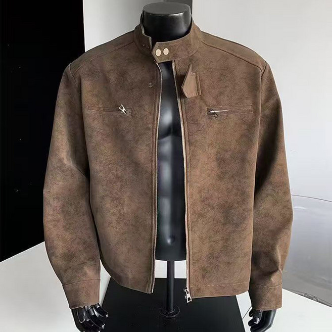 남성 PU 자켓 봄가을 스탠드카라 캐주얼 루즈핏 레더 질감 데일리 아우터