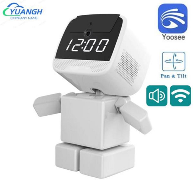 홈캠 리모컨 보안 보호 로봇 와이파이 카메라 양방향 오디오 스마트 홈 시계 무선 A380 1080P, 01 미국 플러그, 04 1080P And 64G Card