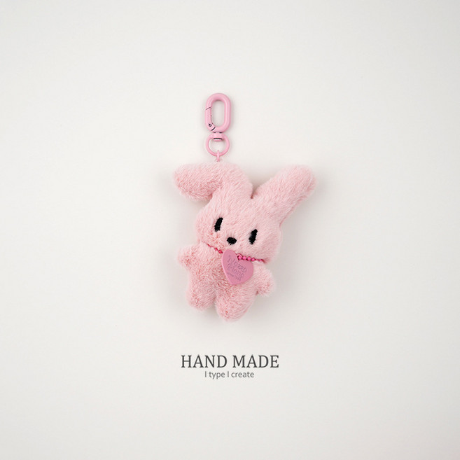 보들보들 토끼 인형 키링 핸드메이드 토끼키링 가방 키홀더, 베이비핑크, 1개