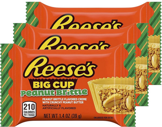 리세스 빅 컵 피넛 브리틀 크런치 피넛 버터 컵, 3개, 39g